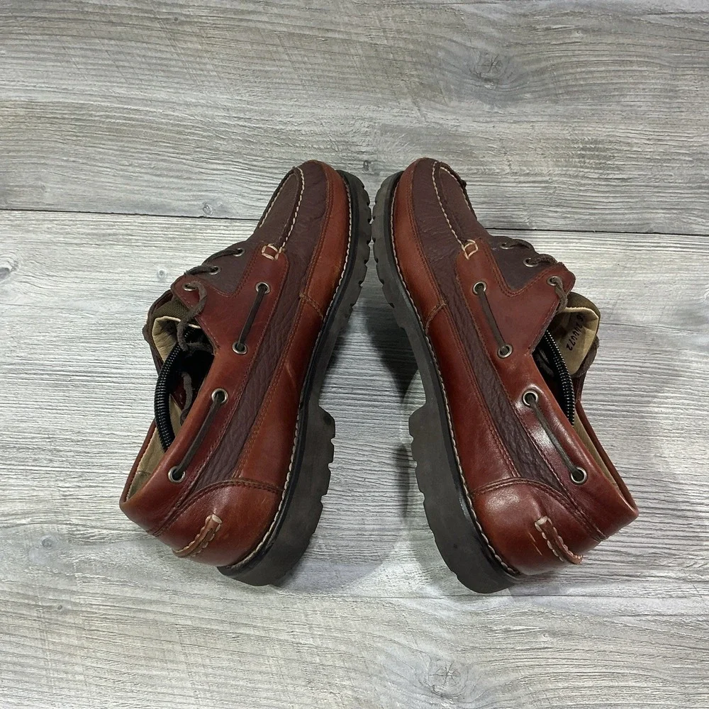LL Bean Allagash Bison Handsewn Boat Shoes Oxford 244472 Brown Men's Size 12 EE